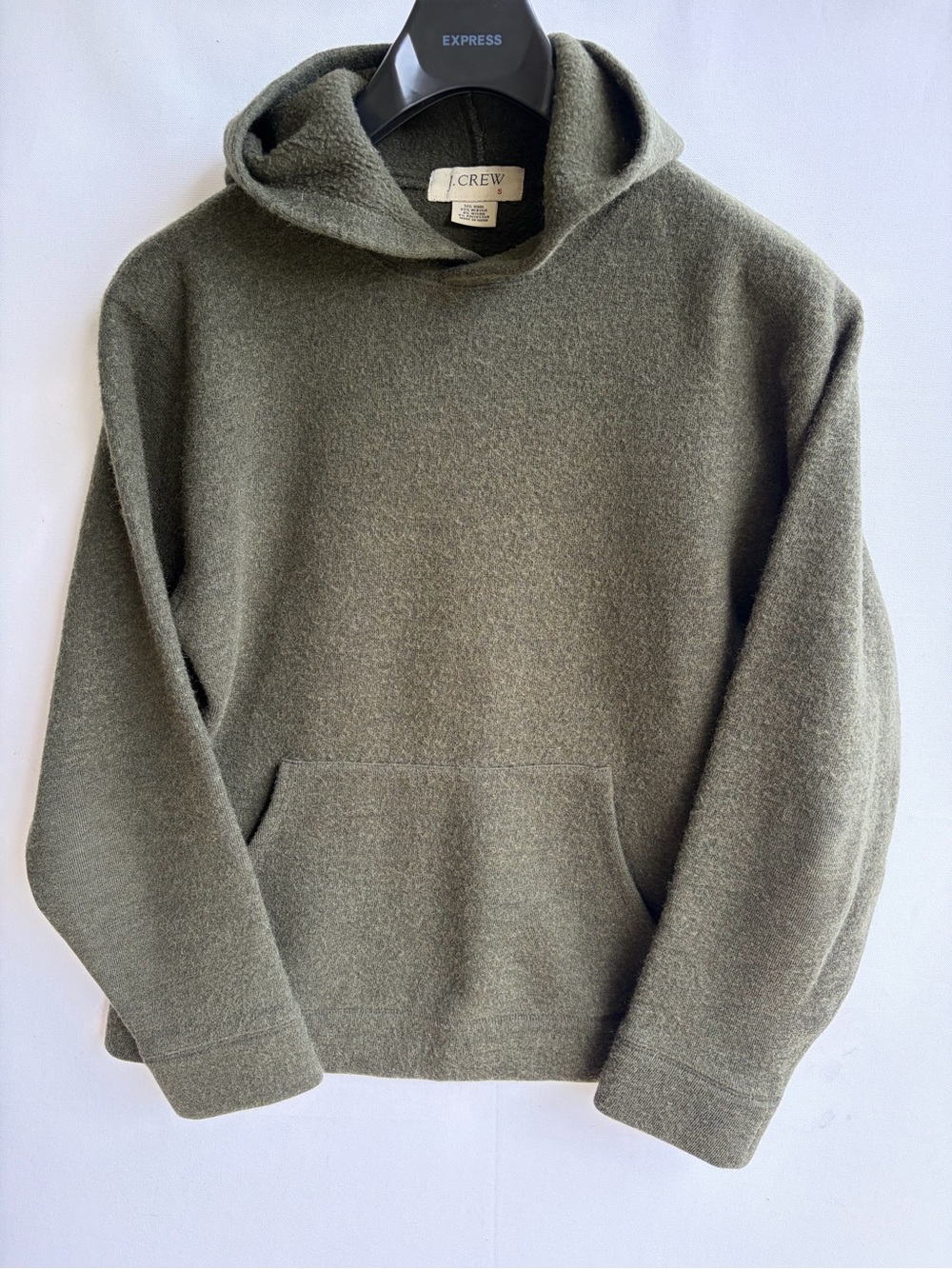 J.Crew Olive Green Wool Blend Knit Hoodie Sweatshirt - Size S